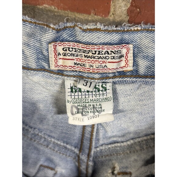 Vintage 90s Guess Denim Shorts Jorts Distressed USA Made Size 31, Real 30x8 - Picture 7 of 7